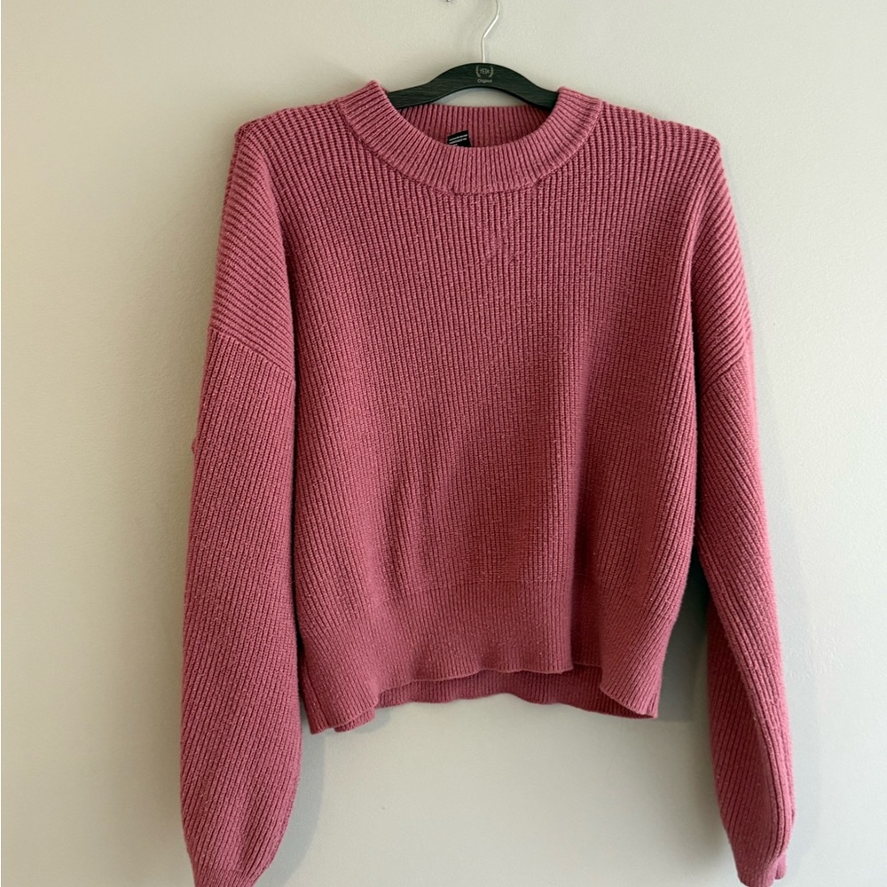 Forever 21 Ribbed Crewneck Sweater in Dusty Rose